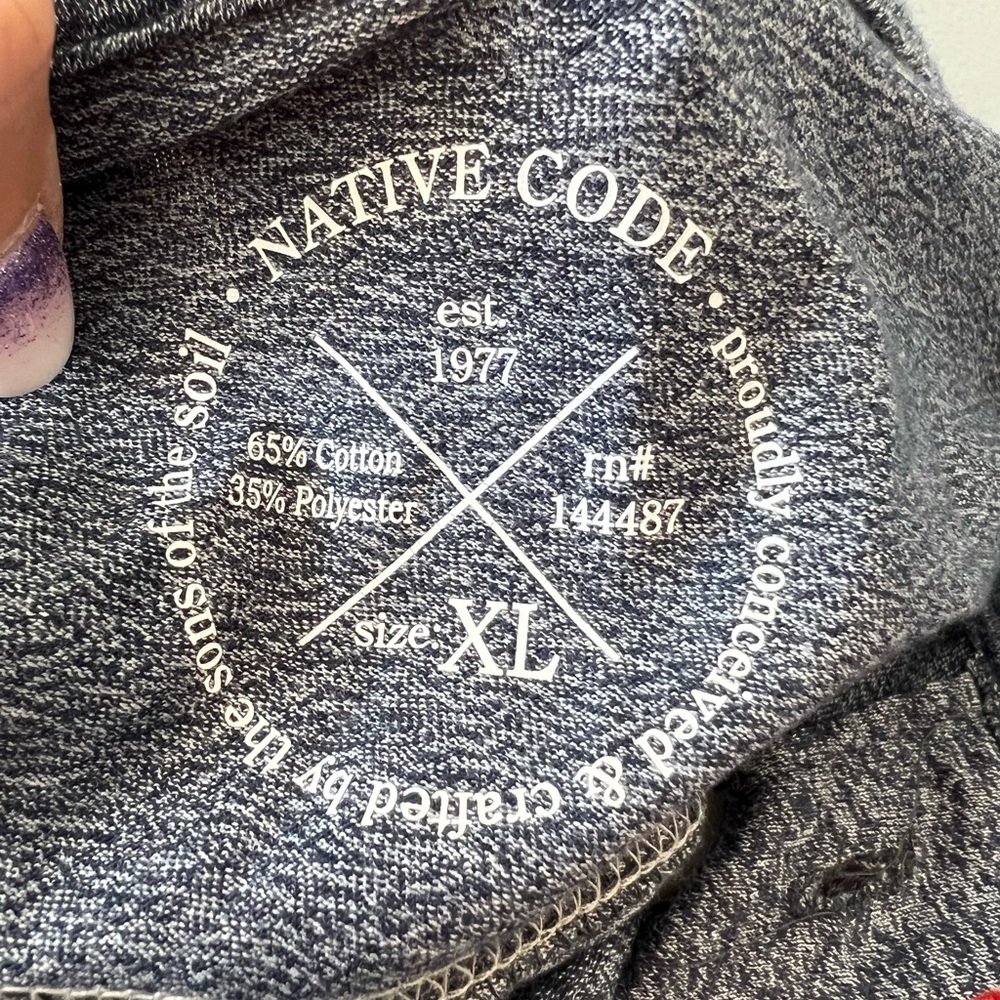 Native Code long sleeve shirt men’s XL V-neck navy blue fall lightweight new - Picture 3 of 10